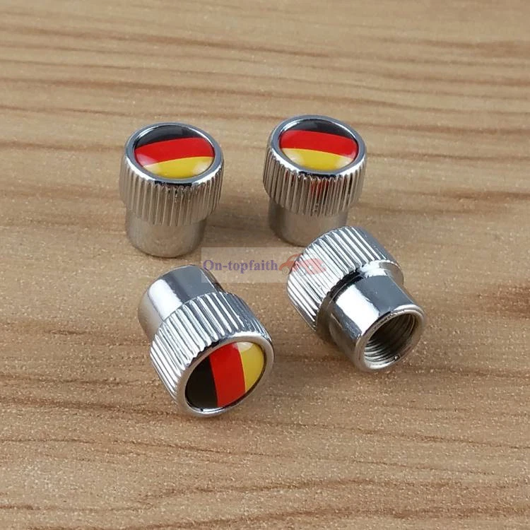 Tapas de vástagos de válvula de neumático de rueda cromada de metal para Mercedes Benz Alemania DE Deutsches Foto 2 de 4