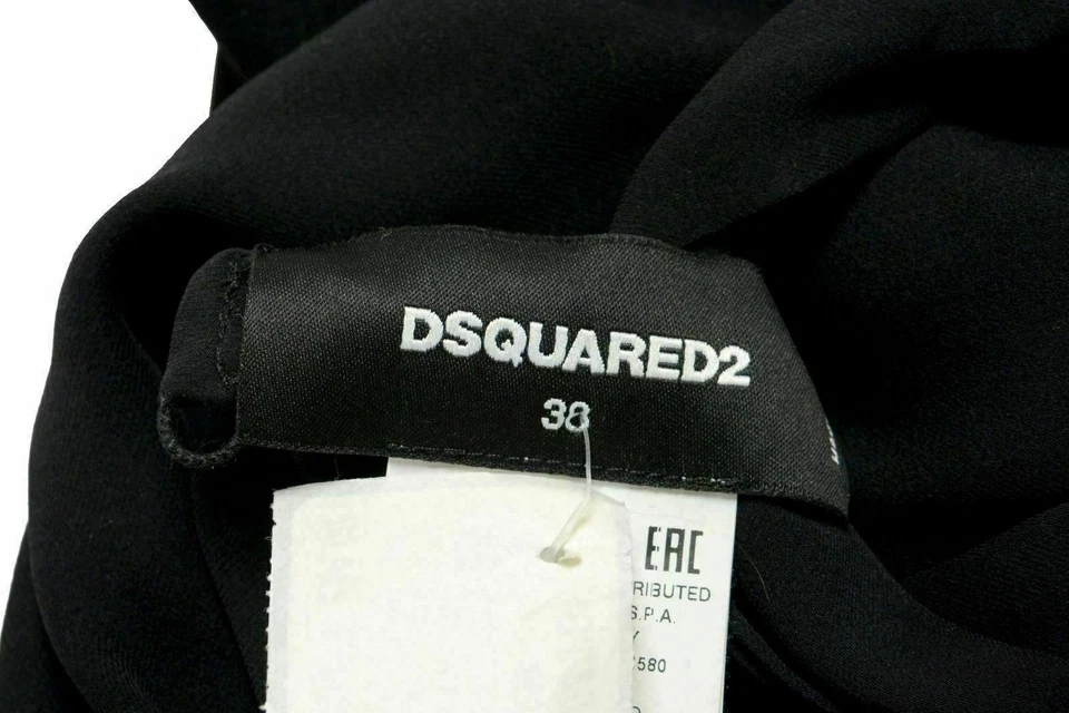 Blusa Top Dsquared2 Para Mujer 100% Seda Negra Diseñada Corbata Sin Mangas US XS IT 38 Foto 4 de 4
