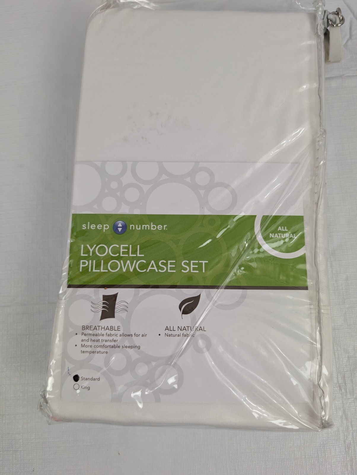 Select Comfrt Sleep Number Lyocell Pillowcase Set Standard Size White NEW