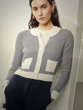 Peny Sweater Sandro White Stripe Knit Size 1