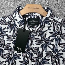 Rodd  Gunn Gunmetal Linen Blend Squire Way Shirt Men  s XL Floral Hawaiian NWT'S