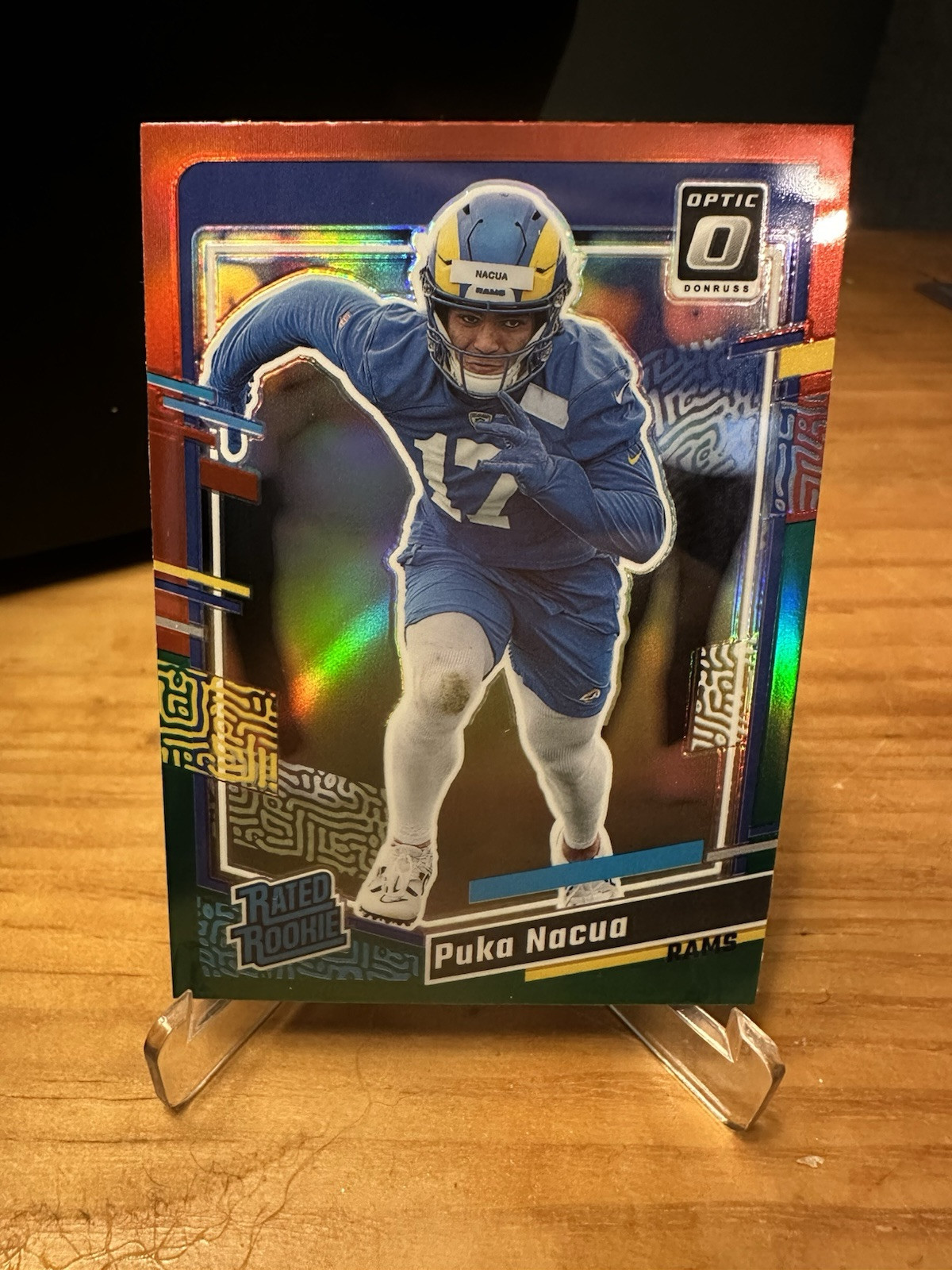 2023 Panini Donruss Rated Rookie Optic Preview Red & Green Prizm #357 Puka Nacua