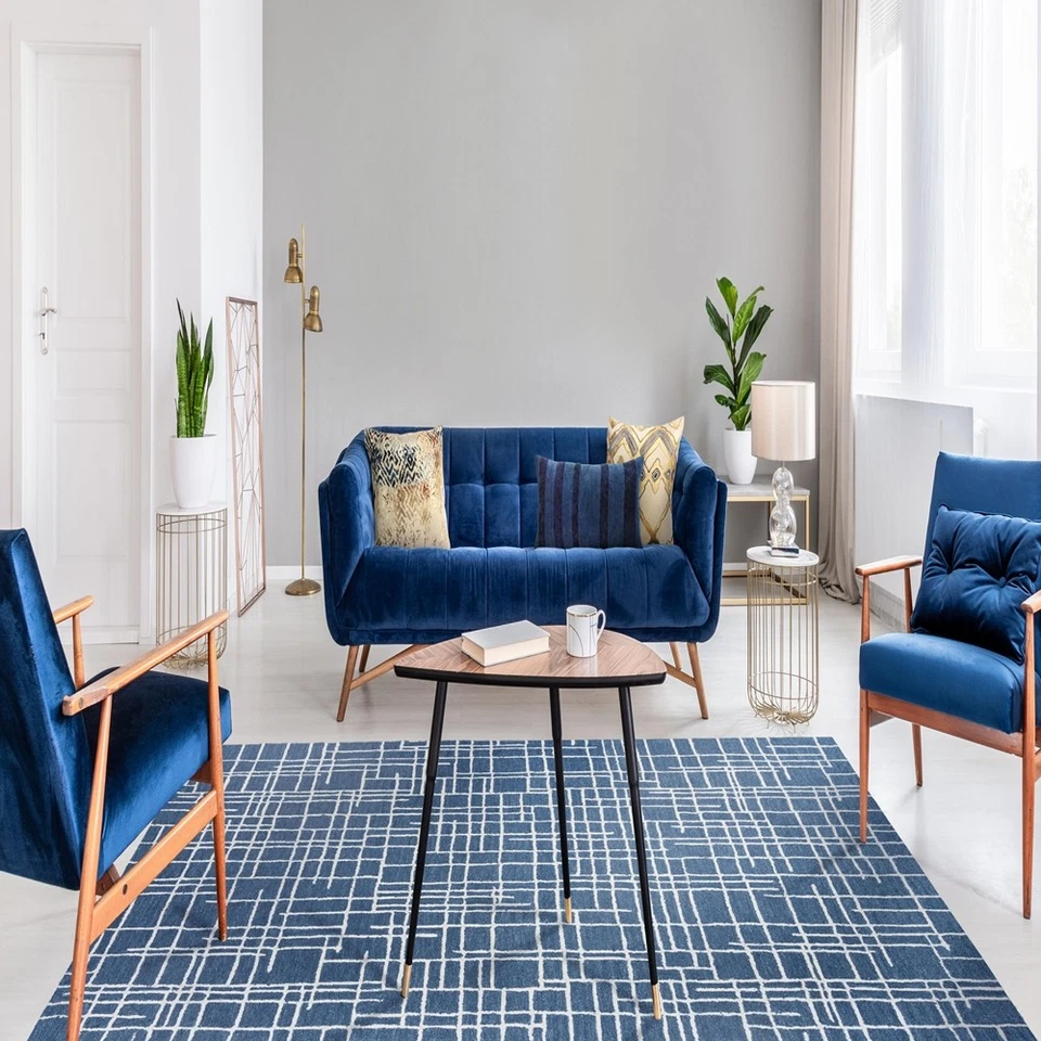 Rizzy Rugs Jazz Area Rug JZZ972 Wool Geometric Blue Blocked Stripes Rectangle - Image 4 of 4