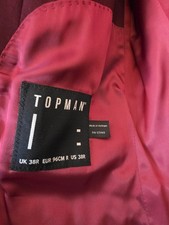 TOPMAN Burgundy Single-Breasted One-Button Peak Lapel Suit Jacket 38R