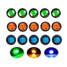 Round LED Marker Lights, 15Pcs 3/4" 3LED Trailer Side Marker Clearance Lights