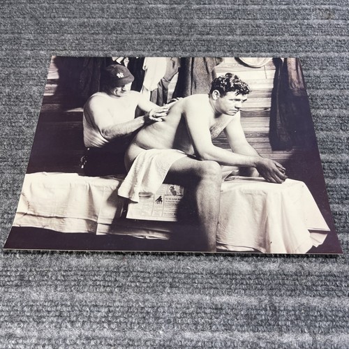 Vintage Babe Ruth New York Yankees MLB Baseball 8x10 Black & White Massage Photo