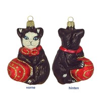 Haberland Christbaumschmuck,-Kugel - KäTzchen Mit Ball Schwarz Eislack 10 Cm