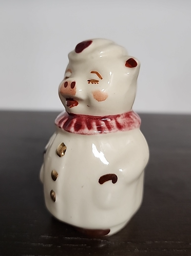 VTG SHAWNEE Winnie the Pig Salt -OR- Pepper Shaker Burg Collar w/Gold Highlights - Picture 8 of 13