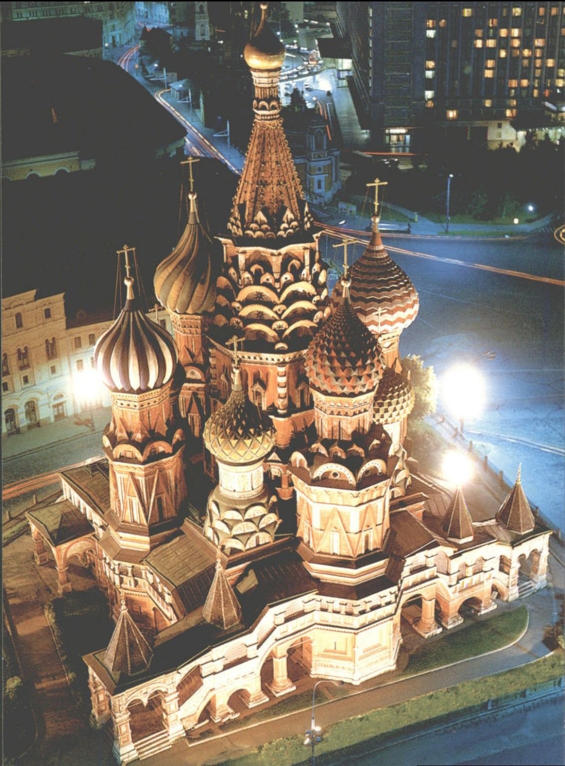 Moscow St. Basil's Cathedral Postcard Night View Russia MR97