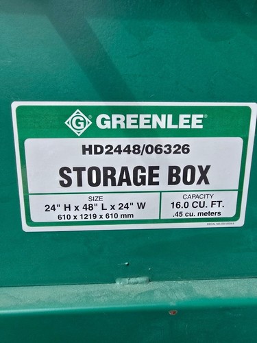GREENLEE HD2448 H24”x 48”x W24” HEAVY DUTY STORAGE JOB BOX
