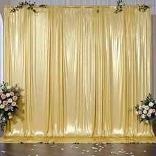 10x10ft Gold Sequin Backdrop Curtains, Wrinkle Glitter Backdrop Drapes for