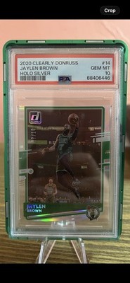 2020 Clearly Donruss Holo Silver 7/10 Jaylen Brown Jersey Number Psa 10 Pop 1