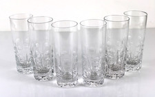 SET 6 BICCHIERI in vetro di CRISTALLO Long Drink Incisi Decorazione Astratta