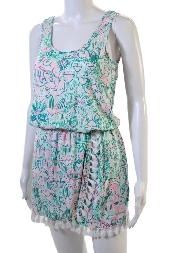 Mameluco Lilly Pulitzer Mujer Verde Geométrico Sin Mangas Talla XS Foto 2 de 4