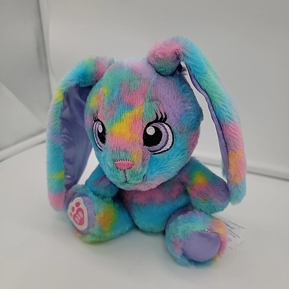 Build A Bear Small Frys Bunny Rabbit Tye Dye 6" Stitched Nose Eyes Pastel Purple - Image 3 of 4