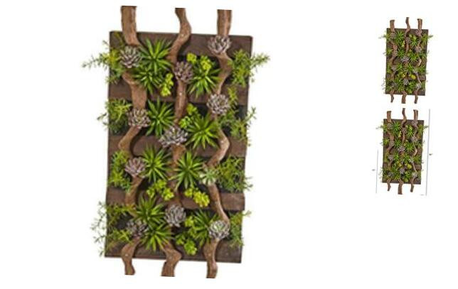 41in x 19in Mixed Succulent Artificial Green Living Wall Panel-image