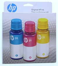 HP 31 3PK Original Ink Bottles Cyan, Magenta and Yellow Expired 
