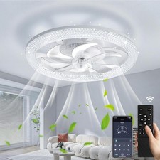 Image of 6 Speed Large LED Ceiling Fan with Lighting LED Light Adjustable Wind + Remote