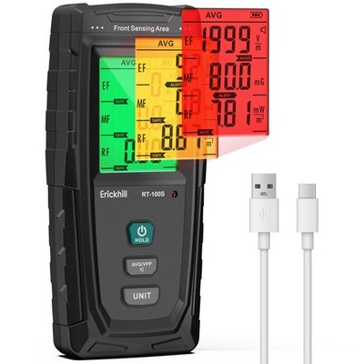 3-in-1 EMF Detector: Electromagnetic Field, WiFi, 5G, Triple Alarm, Type-C Ch...