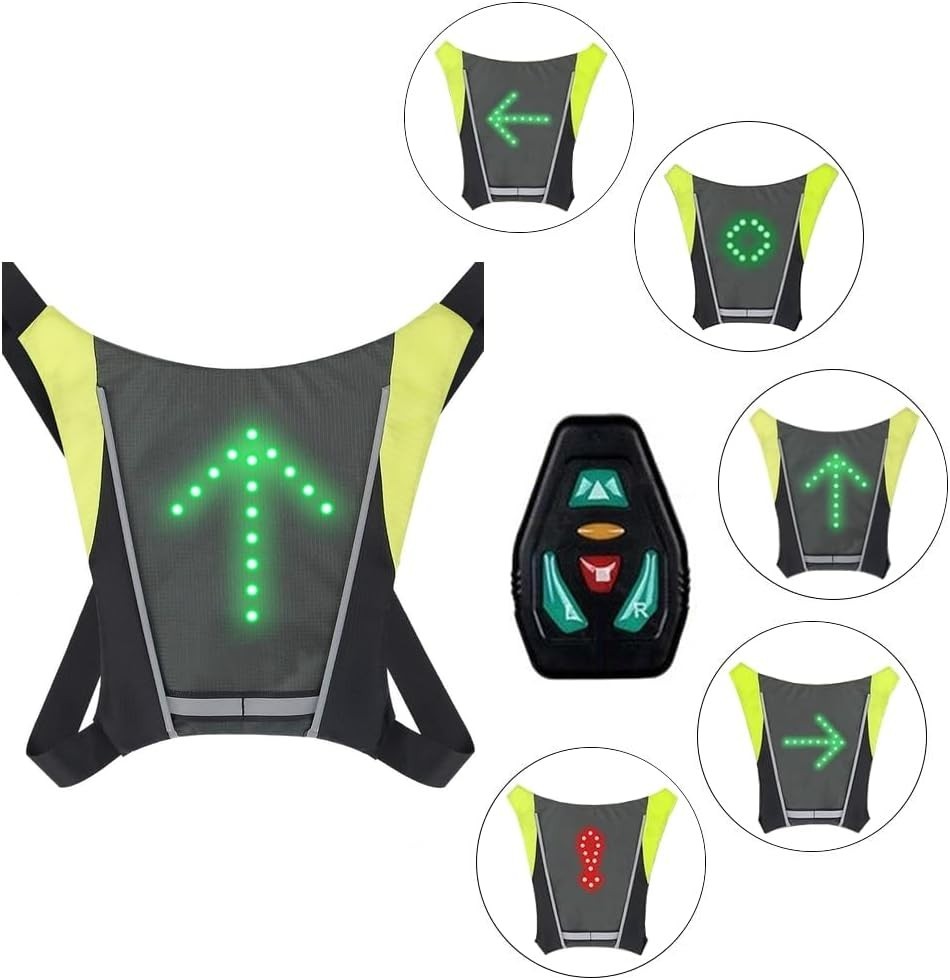 Gilet à Leds clignotants anti-collision veste réfléchissante ajustable pour sac à dos