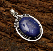 Ciondolo gioiello fatto a mano in argento sterling 925 pietra preziosa lapislazzuli 2,20"