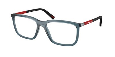 PRADA LINEA ROSSA PS 01SV CZH1O1 Blue Transparent Demo Lens 56mm Mens Eyeglasses