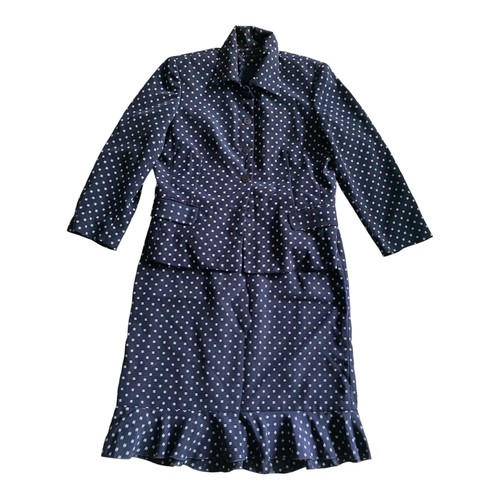 Perry Ellis, PERRY ELLIS Lady Day Suit Blue White Print Sz 12 Preowned Vintage