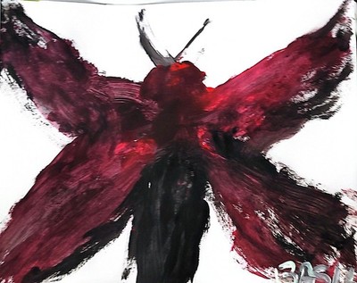 Buttefly At Dusk Vibrant Abstract Expressionism Gallery Paper Painting 11x14