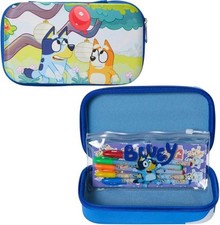 Bluey Pencil Case Set with Stickers and Gel Pens, Molded with Zip Closure