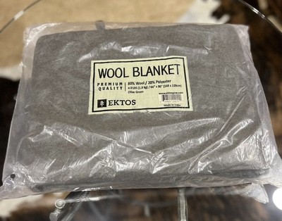 EKTOS Virgin Wool Blanket, 90'' x 66'', Heavy Duty Camp Twin, Light Green