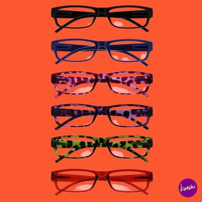 OPULIZE Unisex Lesebrille, 6er Set, schmales Gestell, mehrfarbig, +3,00