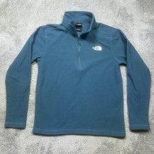 The North Face Sweater Mens M Teal Textured Cap Rock Fleece 1/4 Zip Pullover