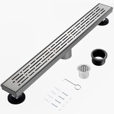 28 Inch Linear Shower Drain, Brushed Nickel Shower Drain, Removable Grate, 30...