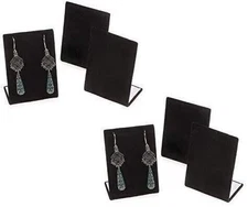 12-Pack Black Velvet Pendant Chain Necklace Display Stand 3.5" Tall Leaning...