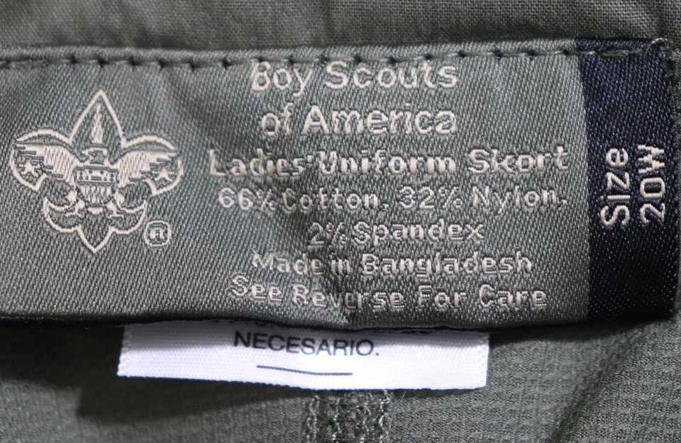 Boy Scouts of America Skort Mujer Talla 20W Verde Den Madre Aire Libre Uniforme Nuevo Foto 4 de 4