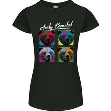 Camiseta Andy Bearhol Divertida Oso Panda Parodia Arte Mujer Corte Pequeño