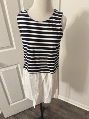 Neiman Marcus Navy White Striped Sleeveless Top  Size S Short