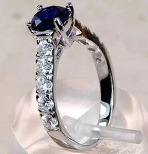 2Ct Round LabCreated Sapphire Solitaire Engagement Ring 14K White Gold Plated