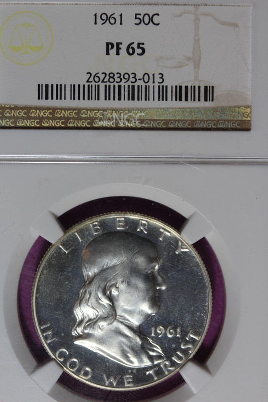 1961 NGC 50C PF65 FRANKLIN HALF DOLLAR #B52463