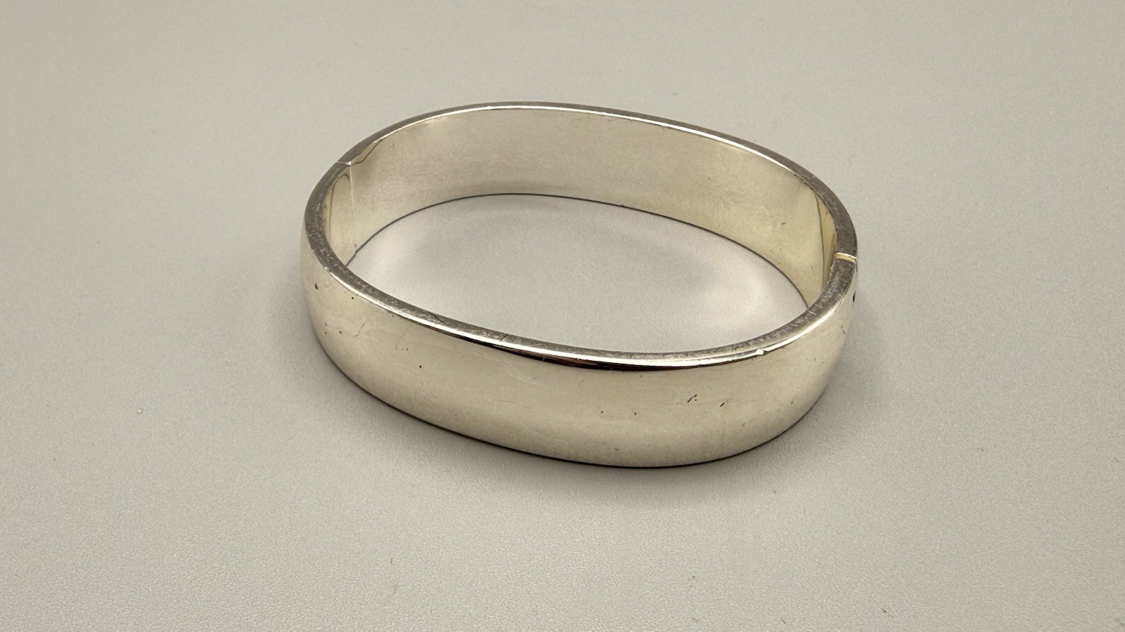 Express Wide Silver Tone Hinged Bangle Bracelet H… - image 1