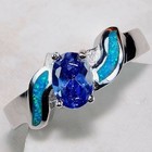 Australian Opal Inlay 925 Sterling Silver Ring Jewelry Sz 7 AB6 — photo 1
