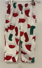 Carters Unisex Toddler Santa Hat Christmas Cozy Fleece Pull On PJ Pants White 4T