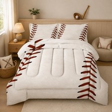 Nttopship Baseball Comforter Setkids Baseball Bedding 3Pcs Full Size For Boys