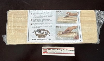 Weaver Leather Supply Strop Board Kit w Red Rouge Buffing Wheel Compound NOS