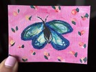 ACEO Insect Butterfly Flower Acrylic Painting 2.5x3.5 by Katie Love-Pride — photo 1