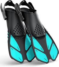 Greatever Snorkel Fins AdjustableBuckles Open Heel Swim Flippers Travel Size S/M