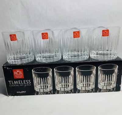 NEWTimeless Cocktail Art By RCR Old Fashioned Crystal Glass Collections Set of 4