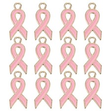 0.8" x 0.4" Ribbon Pendants, 20Pcs Awareness Hope Charm Accessories, Pink