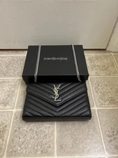 YSL Saint Laurent Silver Chain Purse Black Women Crossbody Bag No Box