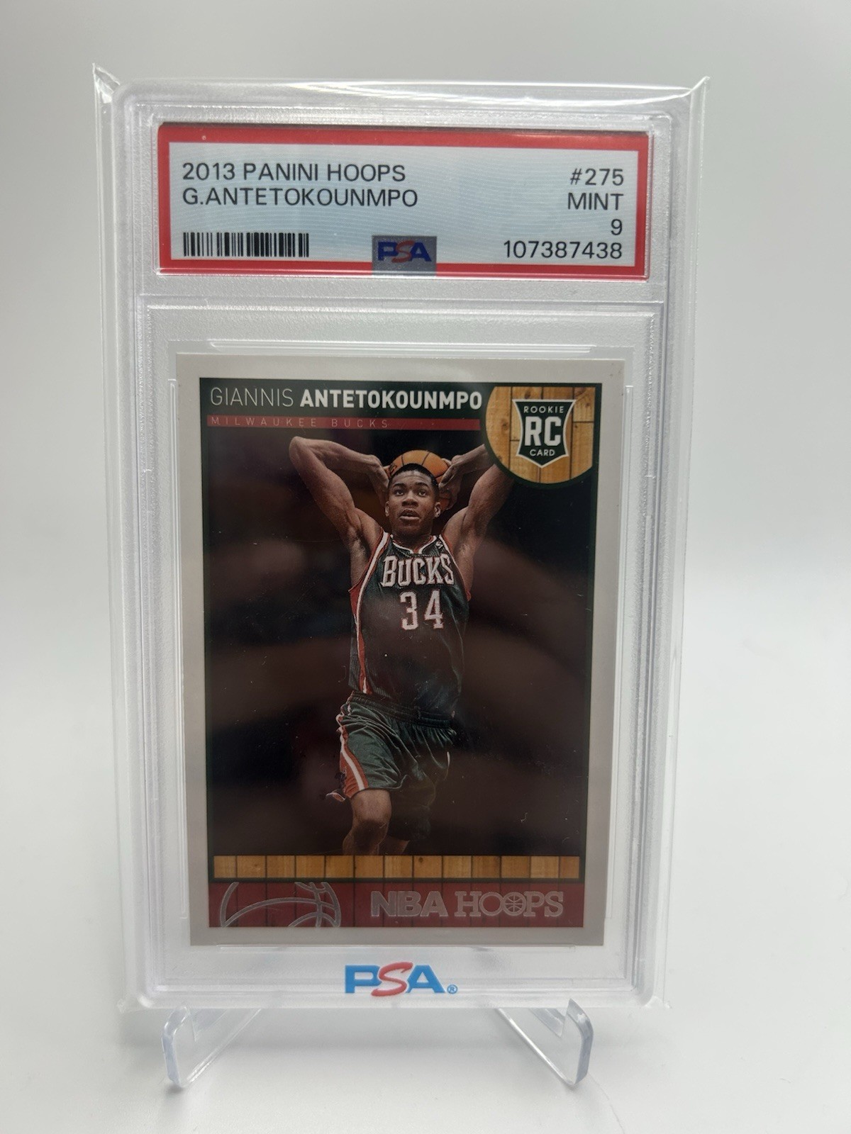 2013-14 NBA Hoops Rookie Giannis Antetokounmpo PSA 9 view 1